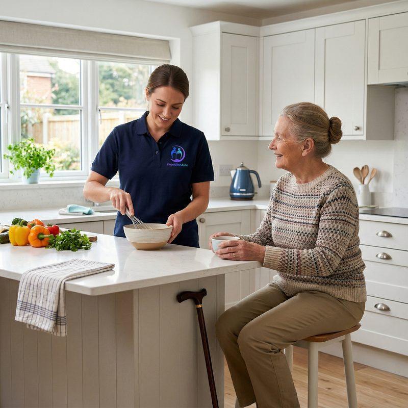 Caregiver providing homemaking and household support services